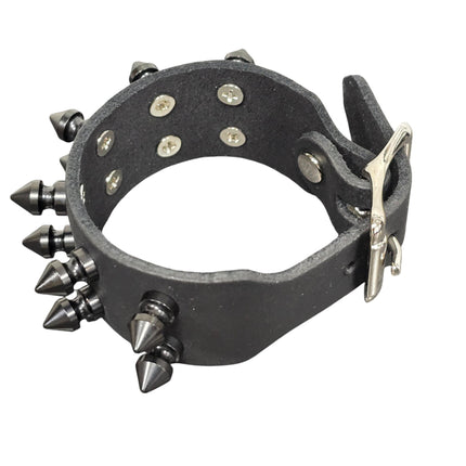 FB422  BUCKLE BRACELET WITH 2 ROW 1/2" SPIKES