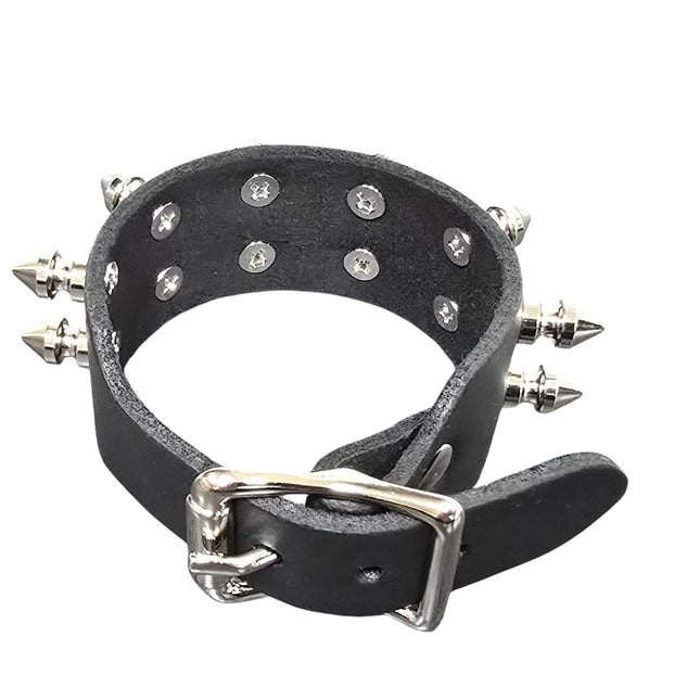 FB422  BUCKLE BRACELET WITH 2 ROW 1/2" SPIKES