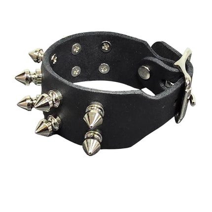 FB422  BUCKLE BRACELET WITH 2 ROW 1/2" SPIKES