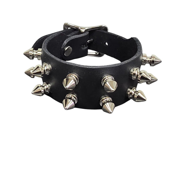 FB422  BUCKLE BRACELET WITH 2 ROW 1/2" SPIKES