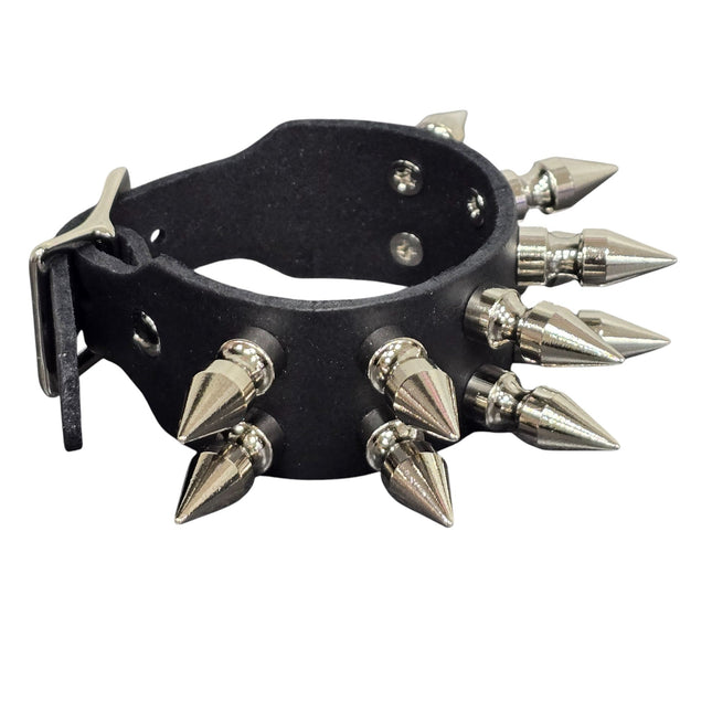 FB424  BUCKLE BRACELET WITH 2 ROW 1" SPIKES