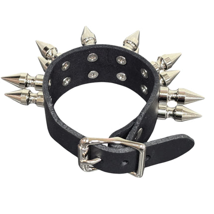 FB424  BUCKLE BRACELET WITH 2 ROW 1" SPIKES