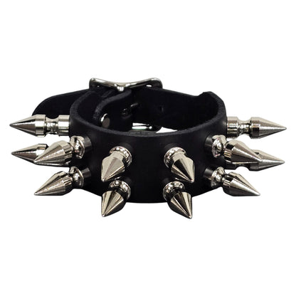 FB424  BUCKLE BRACELET WITH 2 ROW 1" SPIKES