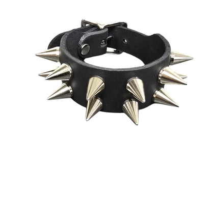 FB425  BUCKLE BRACELET WITH 2 ROW CONE  SPIKES