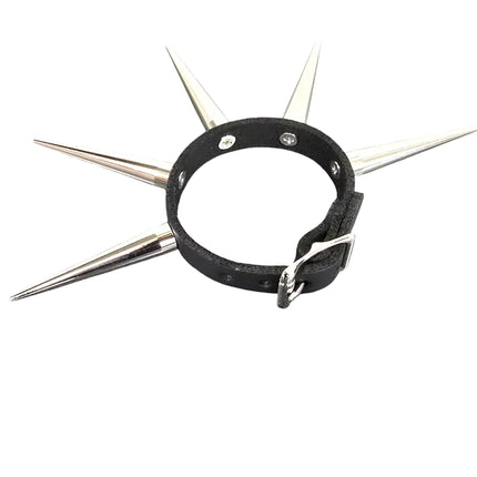 FB426 LONG 5PCS CONE SPIKE SINGLE ROW BUCKLE BRACELET