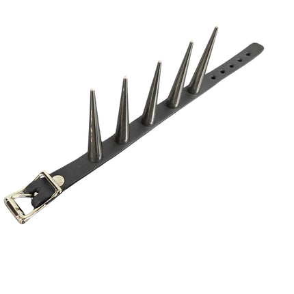 FB426 LONG 5PCS CONE SPIKE SINGLE ROW BUCKLE BRACELET