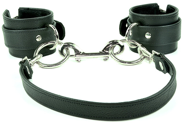 FBH102 LEATHER HANDCUFF SET WITH LEATHER STRAP