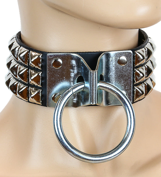 FC102 DOORKNOB WIDE STUDDED BONDAGE COLLAR