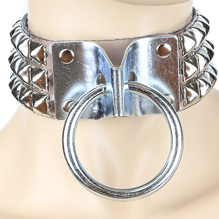 FC102VN DOORKNOB WIDE STUDDED ASSORTED VINYL BONDAGE COLLAR