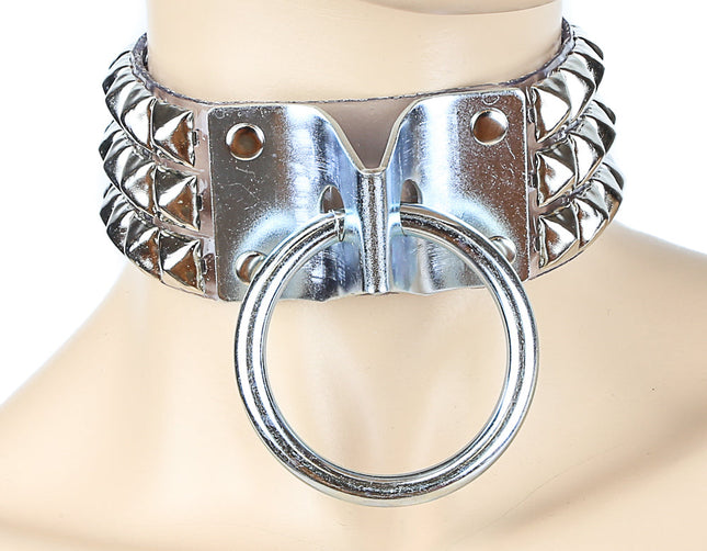 FC102VN DOORKNOB WIDE STUDDED ASSORTED VINYL BONDAGE COLLAR