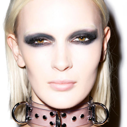 FC105VN -CLR  CLEAR VINYL FETISH DEE RING COLLAR