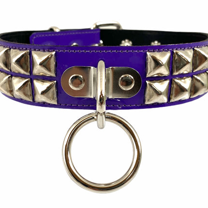 FC106P PATENT LEATHER STUDDED BONDAGE COLLAR