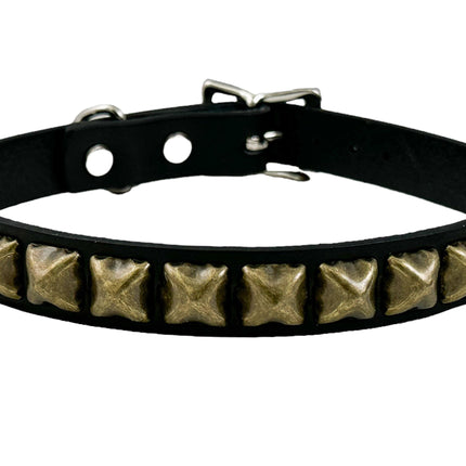 CK140ANT COPPER BRASS SILVER  1  ROW ANTIQUE STUDDED CHOKER