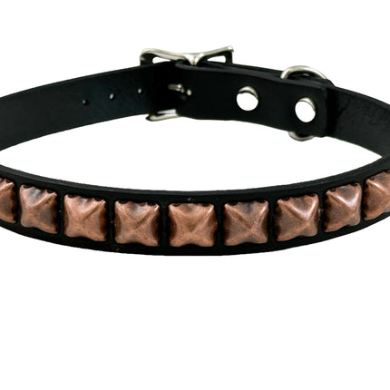 CK140ANT COPPER BRASS SILVER  1  ROW ANTIQUE STUDDED CHOKER