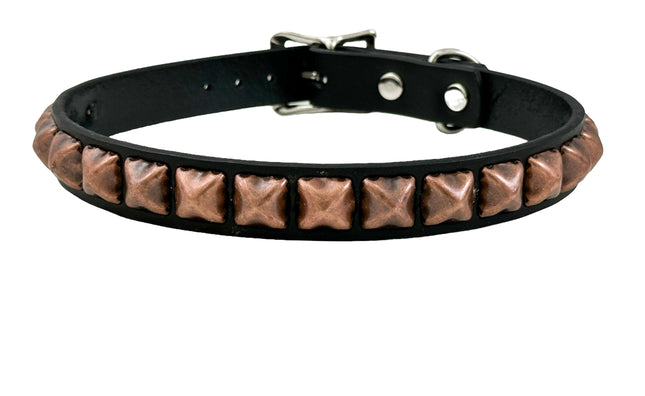 CK140ANT COPPER BRASS SILVER  1  ROW ANTIQUE STUDDED CHOKER