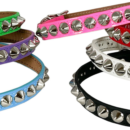 FC121  PATENT NEON LARGE CONE STUDDED CHOKER