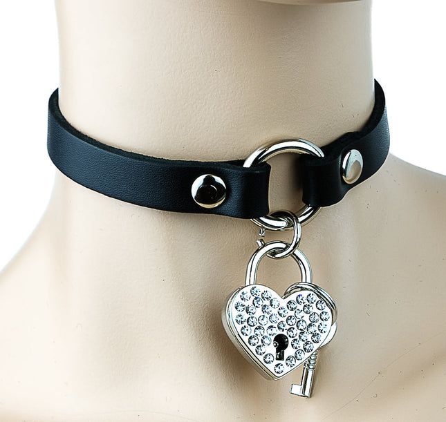 FC144HT ASSORTED HEART LOCK LEATHER -O- CHOKER
