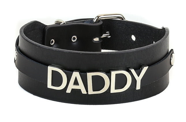 FC169 LACE NAME CHOKER COLLAR GENUINE LEATHER