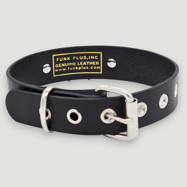 FC186  SKULL/ DEVIL  CROSBONE LEATHER COLLAR