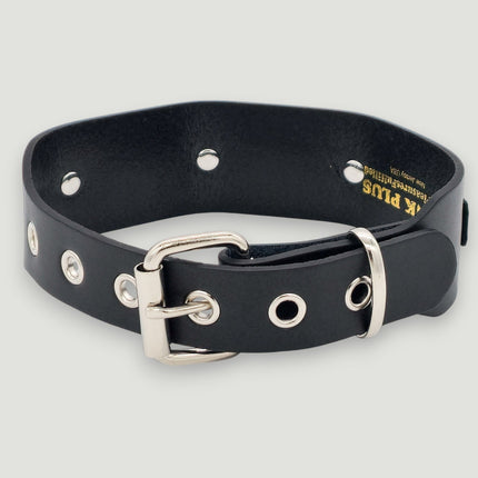 FC188  SKULL/ DEVIL 1 3/4" WIDE  CROSBONE LEATHER COLLAR