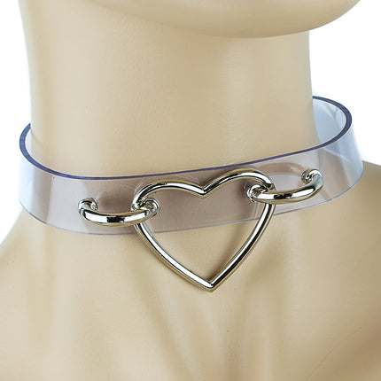 FC215VN-CLR 1 1/8" CLEAR VINYL CHOKER WITH HEART RING