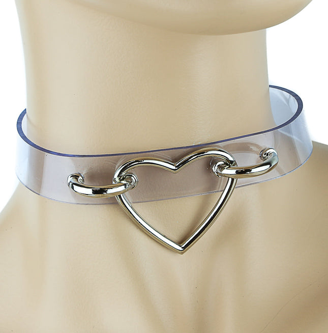 FC215VN-CLR 1 1/8" CLEAR VINYL CHOKER WITH HEART RING