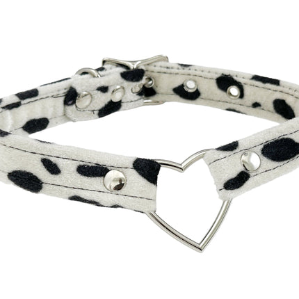 FC223L  FUZZY LEOPARD HEART RING BONDAGDE RING CHOKER