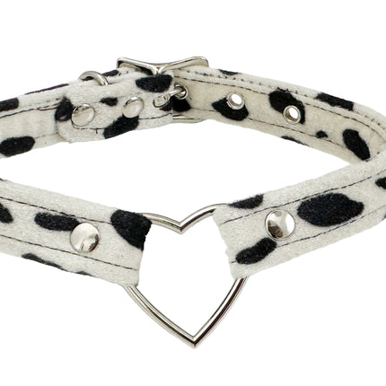 FC223L  FUZZY LEOPARD HEART RING BONDAGDE RING CHOKER