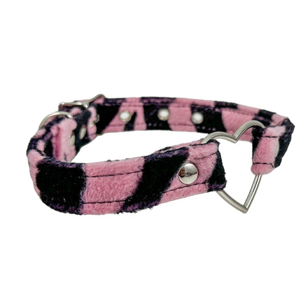 FC223L  FUZZY LEOPARD HEART RING BONDAGDE RING CHOKER