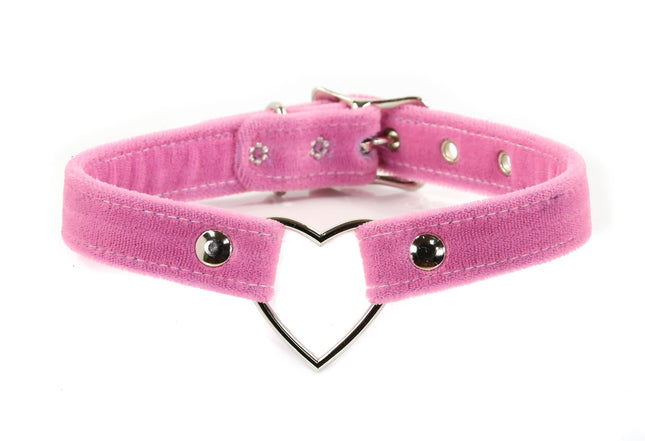 FC223 VELVET FABRIC HEART RING CHOKER