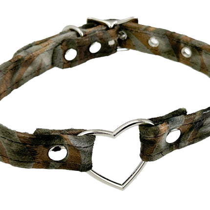FC223Z CANVAS ZEBRA PRINT ZEBRA HEART RING  CHOKER