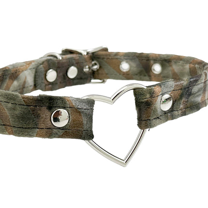 FC223Z CANVAS ZEBRA PRINT ZEBRA HEART RING  CHOKER