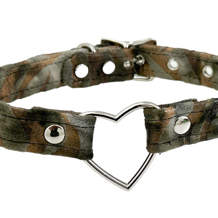 FC223Z CANVAS ZEBRA PRINT ZEBRA HEART RING  CHOKER