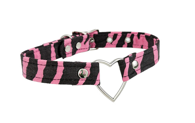 FC223Z CANVAS ZEBRA PRINT ZEBRA HEART RING  CHOKER