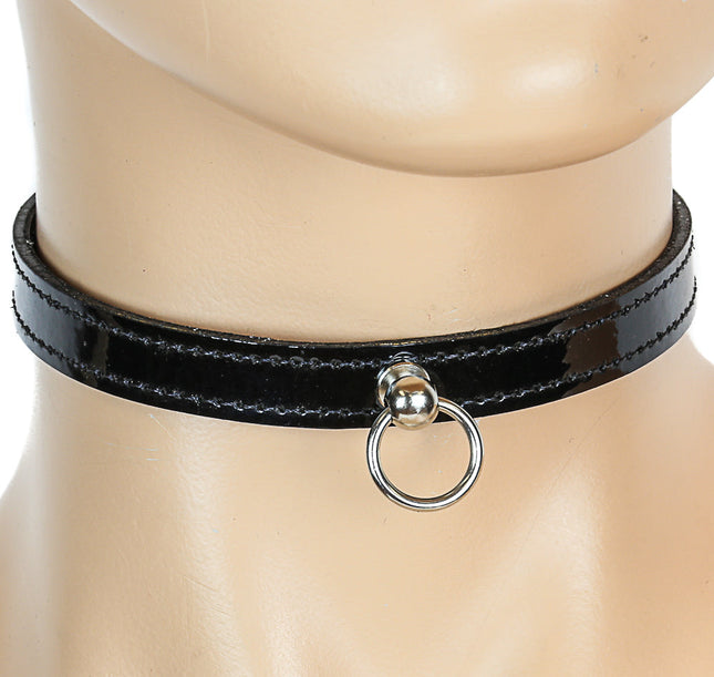 FC236P SMALL SUB BONDAGE BALL SPIKE RING PATENT LEATHER