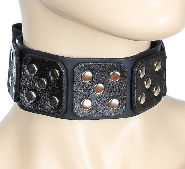 FC242 RIVETED LEATHER PATCH CHOKER