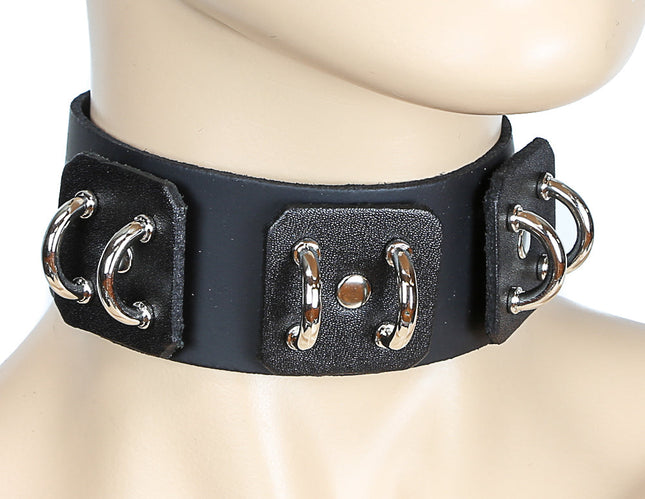 FC245 SCREW D RING PATCH ON LEATHER CHOKER