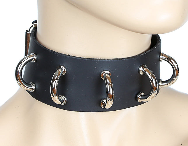 FC246 SCREW D RING LEATHER CHOKER