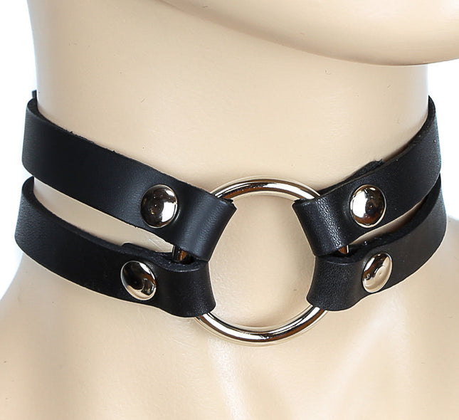 FC248 DOUBLE STRAP RING VAMPIRE CHOKER