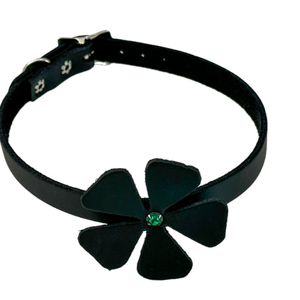 FC258LEATHER  FLOWER RHINESTONE  CHOKER