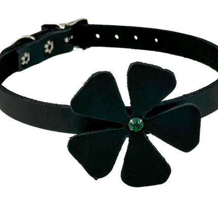 FC258LEATHER  FLOWER RHINESTONE  CHOKER