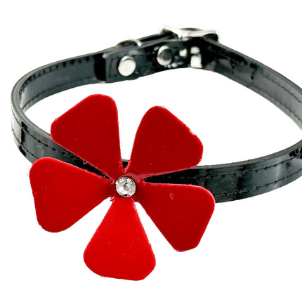 FC258P PATENT FLOWER RHINESTONE  CHOKER
