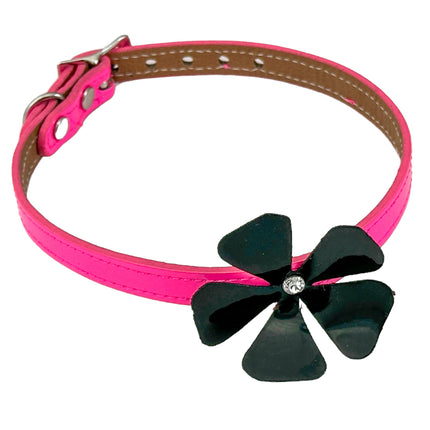 FC258P PATENT FLOWER RHINESTONE  CHOKER