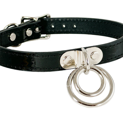 FC264 DOUBLE RING  PATENT NEON BONDAGE CHOKER