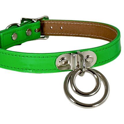 FC264 DOUBLE RING  PATENT NEON BONDAGE CHOKER