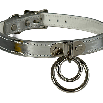 FC264 DOUBLE RING  PATENT NEON BONDAGE CHOKER