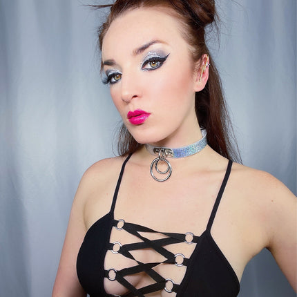 FC264RN  RAINBOW DOUBLE RING BONDAGE COLLAR
