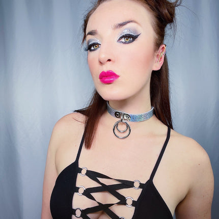 FC264RN  RAINBOW DOUBLE RING BONDAGE COLLAR