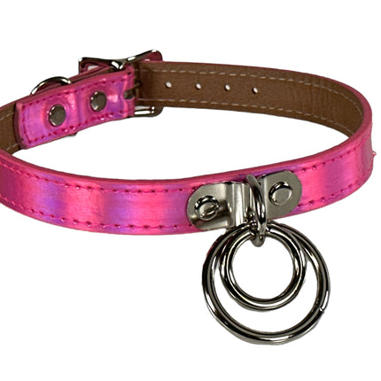 FC264RN  RAINBOW DOUBLE RING BONDAGE COLLAR