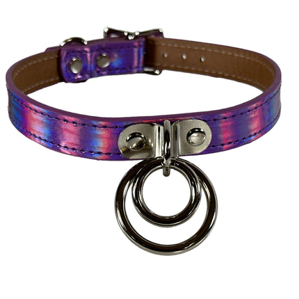 FC264RN  RAINBOW DOUBLE RING BONDAGE COLLAR